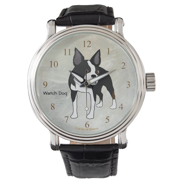 Boston Terrier Watch Dog Armbanduhr (Vorderseite)