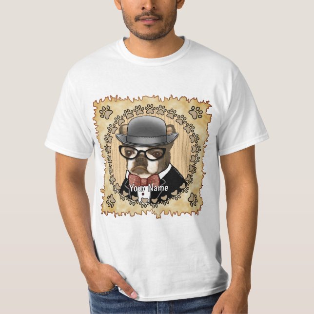 Boston Terrier Wearing Glasses T-Shirt (Vorderseite)