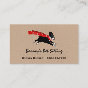 Boston Terrier Wearing Red Winter Scarf Visitenkarte