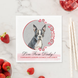 Boston Terrier Wedding Napkins mit Hogs Foto Serviette