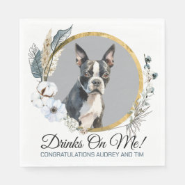 Boston Terrier Wedding Napkins mit Hogs Foto Serviette