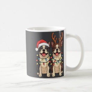 Boston Terrier Weihnachten Santa Hut Rentier Licht Kaffeetasse