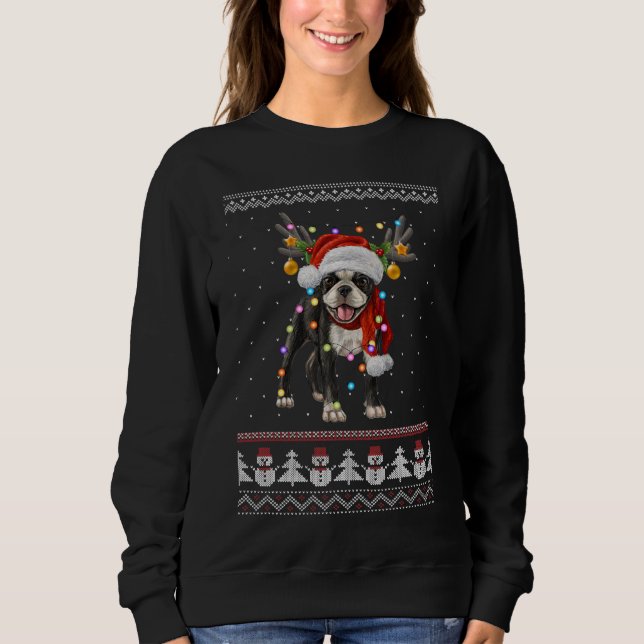 Boston Terrier Weihnachten Sweatshirt (Vorderseite)