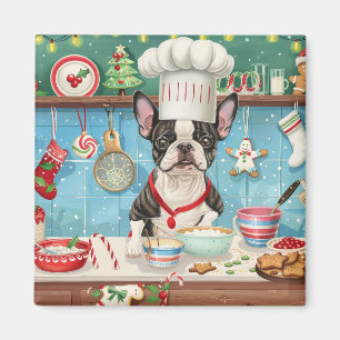 Boston Terrier Weihnachtsbäckerei: Festliches Weih Magnet