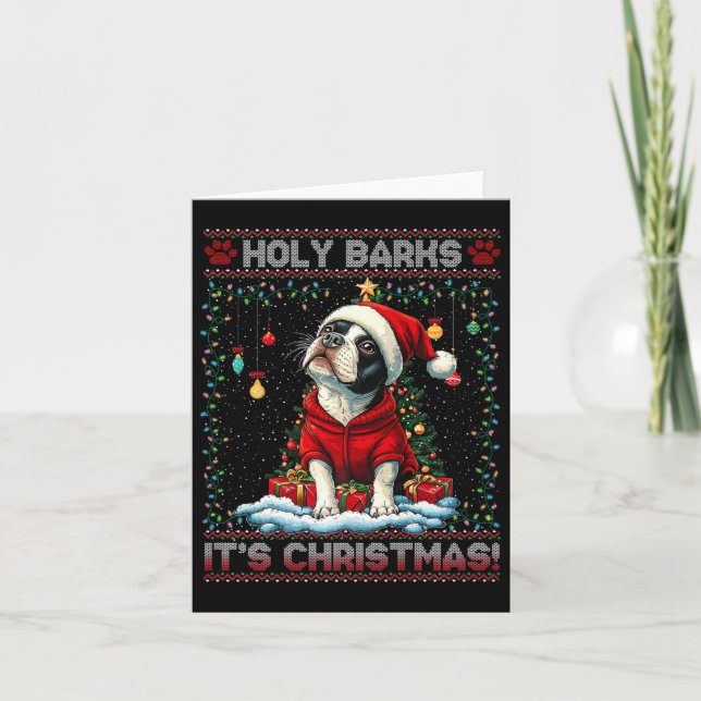 Boston Terrier Weihnachtsbaumdekorationen Liebe Karte (Vorderseite)