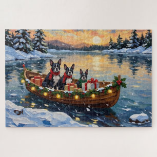 Boston Terrier Weihnachtsboot Urlaub