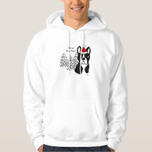 Boston-Terrier-WeihnachtsCartoon-Schnee-Holz