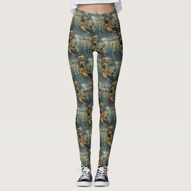 Boston Terrier Weihnachtsfeiertage Leggings (Vorderseite)