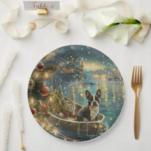 Boston Terrier Weihnachtsfeiertage Pappteller