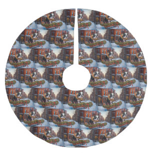 Boston Terrier Weihnachtsfeiertage Polyester Weihnachtsbaumdecke