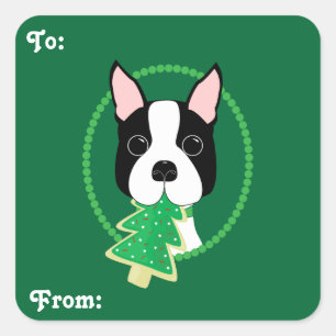 Boston Terrier Weihnachtsgeschenke Stickers