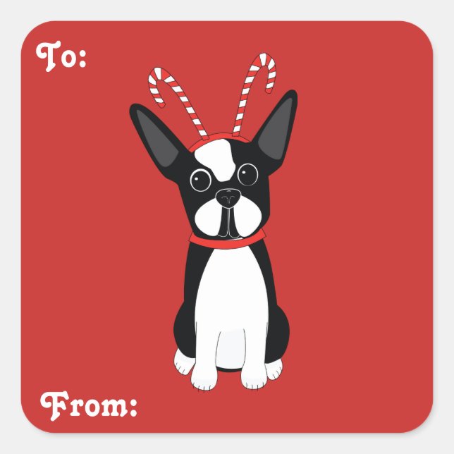 Boston Terrier Weihnachtsgeschenke Tag Stickers (Vorderseite)