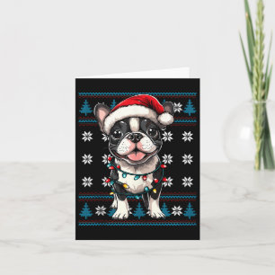 Boston Terrier Weihnachtsmann Xmas Baumlichter Bos Karte