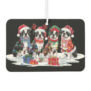 Boston Terrier Weihnachtsmannmütze will Weihnachte Autolufterfrischer