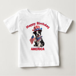 Boston Terrier Welpe (2b) Patriotisches Kinder T-S Baby T-shirt