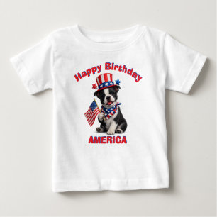 Boston Terrier Welpe (2b) Patriotisches Kinder T-S Baby T-shirt