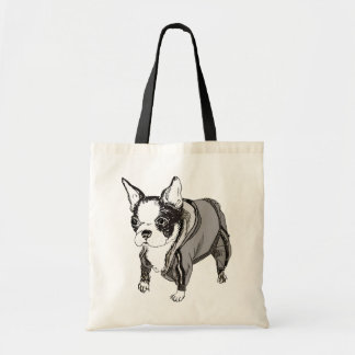 Boston-Terrier-Welpe schwitzt herein Tragetasche