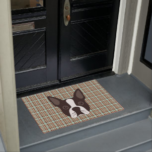 Boston-Terrier-Welpen-HundeTartan kariert Fußmatte