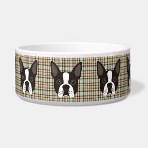 Boston-Terrier-Welpen-HundeTartan kariert Napf