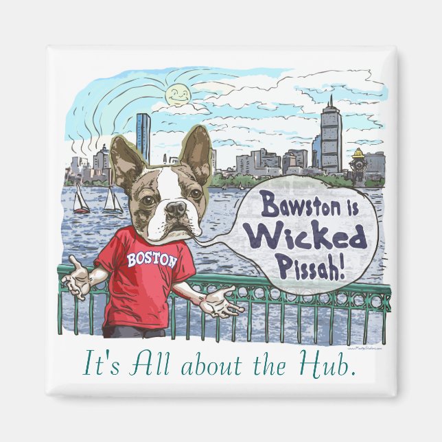 Boston Terrier Wicked Pissah Gear Magnet (Vorne)