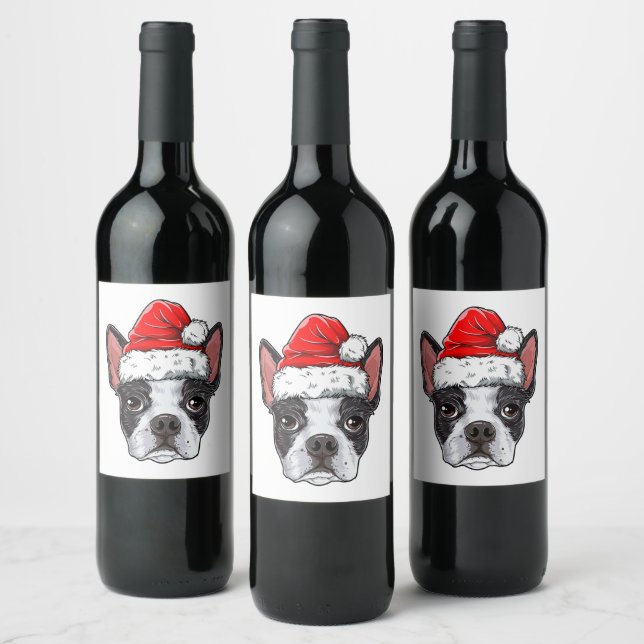 Boston Terrier Wine Sticker Funny Novelty Geschenk Weinetikett (Flaschen)