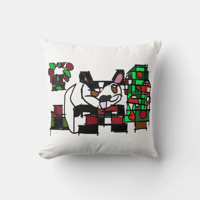 Boston Terrier Winter Kissen (Vorderseite)