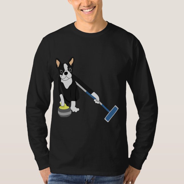 Boston-Terrier-Winter-Olympia-Winden T-Shirt (Vorderseite)