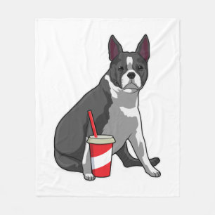 Boston Terrier with Drink Fleecedecke