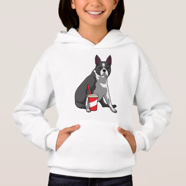 Boston Terrier with Drink Hoodie (Vorderseite)
