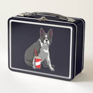 Boston Terrier with Drink Metall Brotdose