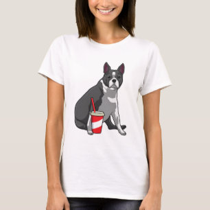 Boston Terrier with Drink T-Shirt