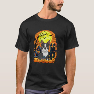 Boston Terrier with Pumpkins Funny Beängstigend Ha T-Shirt