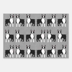 Boston Terrier Wrapping Paper Sheets Geschenkpapier Set