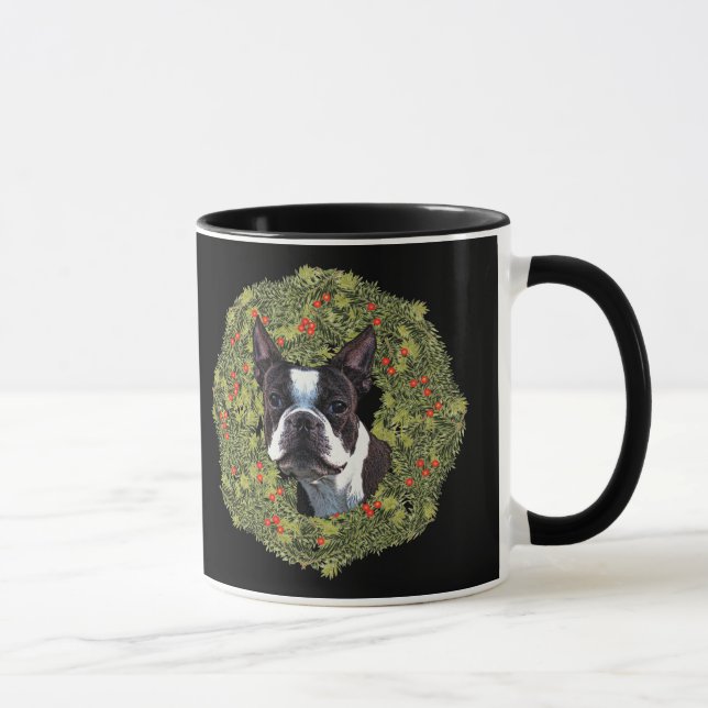 Boston Terrier Wreath Tasse (Rechts)
