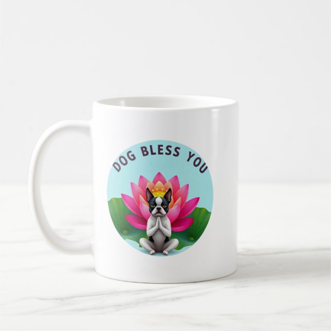 Boston Terrier Yoga Meditating Dog Bless You Zen  Kaffeetasse (Links)