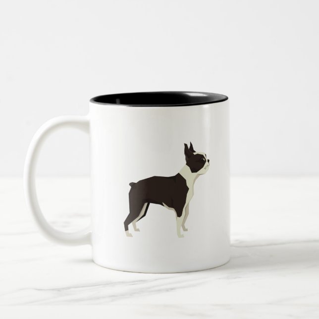 Boston Terrier Zweifarbige Tasse (Links)