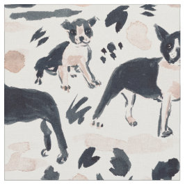 BOSTON TERRIERS Aquarellfarbenpinsel Stoff