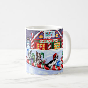 Boston Terriers Candy Cane Santa Christmas Snowman Kaffeetasse