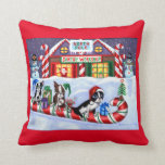 Boston Terriers Candy Cane Santa Christmas Snowman Kissen<br><div class="desc">Erstellt aus einem originalen Acrylgemälde von Blonde Blythe. www.blondeblythe.com</div>
