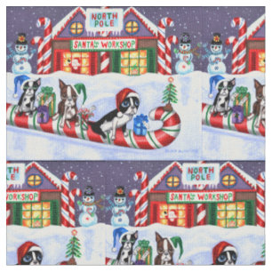 Boston Terriers Candy Cane Santa Christmas Snowman Stoff