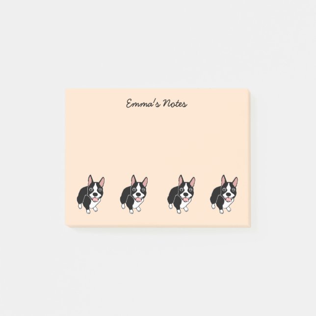 Boston Terriers Custom Post-it® Notes 4" x 3" Post-it Klebezettel (Vorderseite)