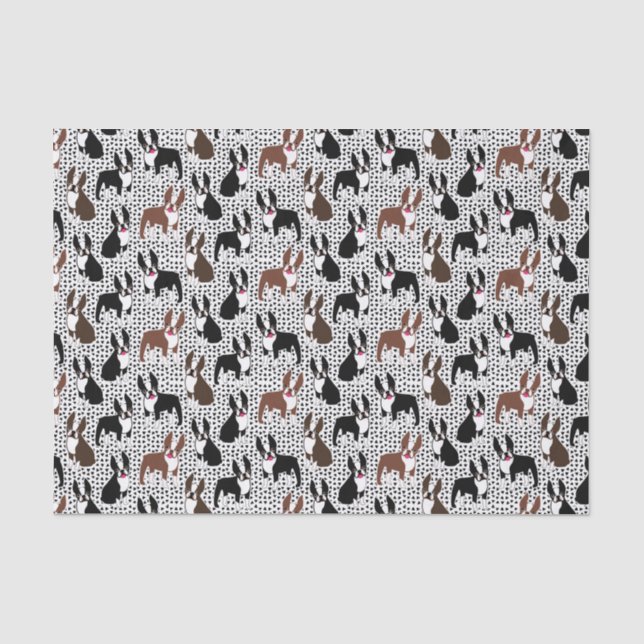 Boston Terriers Cute Puppy Dog Pattern Seidenpapier (Vorderseite)