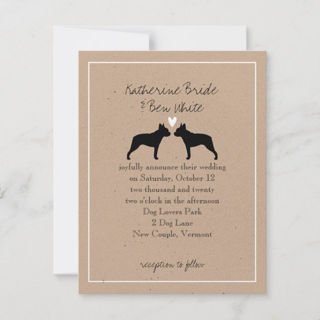 Boston Terriers Hochzeitseinladung Einladung (Vorderseite)