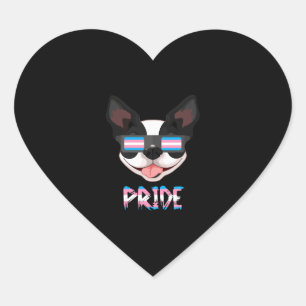Boston Terriers Transgender Flag Lgbt Herz-Aufkleber