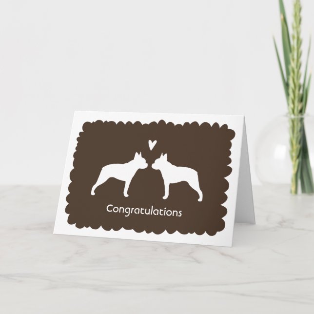 Boston Terriers Wedding Glückwunsch Karte (Vorderseite)