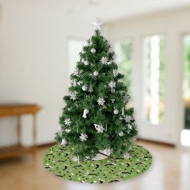 Boston Terriers Weihnachtsfeiertage Weihnachtsmann Polyester Weihnachtsbaumdecke