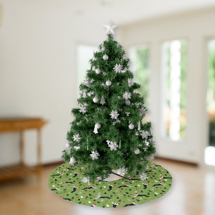 Boston Terriers Weihnachtsfeiertage Weihnachtsmann Polyester Weihnachtsbaumdecke