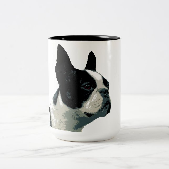 Boston Terrior Zweifarbige Tasse (Mittel)
