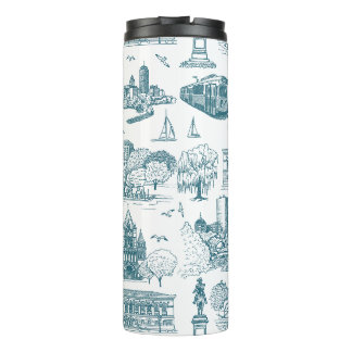 Boston Toile (Anniversar-Ausg.) Blau/Weiß Thermosbecher