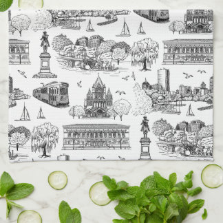 Boston Toile (Anniversar-Ausg.) Schwarz/Weiß Geschirrtuch